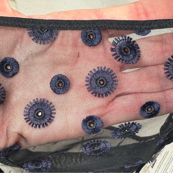 NWT SIMONE PERELE Cassie Embroidered Sheer Bikini Panties Navy Purple Size L - Picture 14 of 16